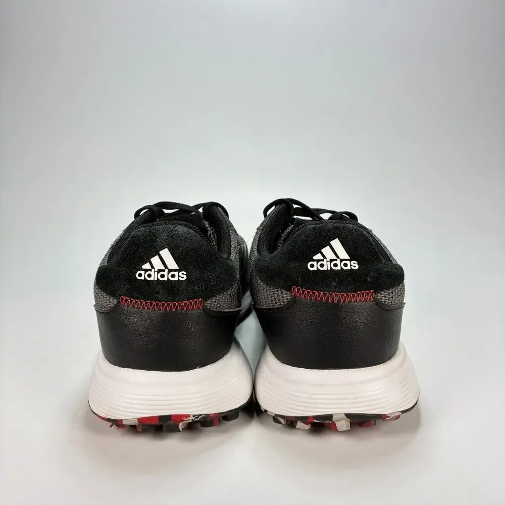 adidas S2G Grey Four Core Black Scarlet Spikeless Golf Shoes FW6318 Men's Sz 10